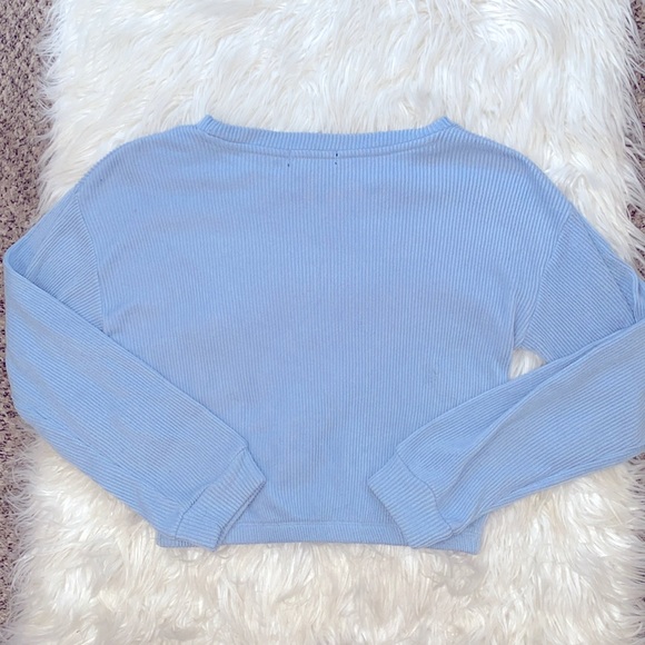 Charlotte Russe Streetwear Society Pastel Blue Ribbed Sweater - Picture 3 of 3
